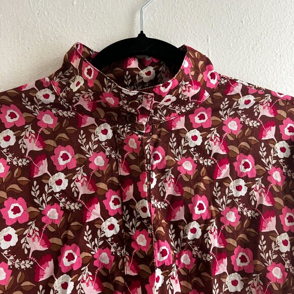 J. Mclaughlin Berlin Shirt Dress in Mountain Floral Pink/Coffee 100% Cotton - Picture 5 of 8